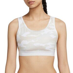 Nike Pro Sports Bra Women's Size Small White Tan Camo Print Scoop Neck Mesh Back